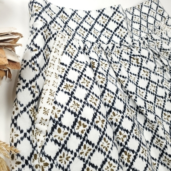 Loft Off White Blue Green Patterned Pocketed Skirt Sz 2 - Picture 10 of 12